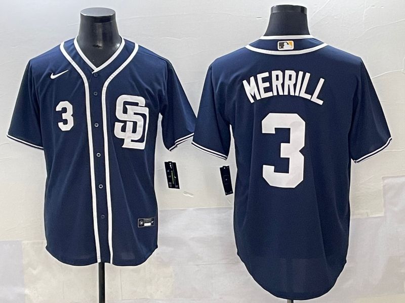 Men 2025 San Diego Padres #3 Merrill Dark Blue Game Nike MLB Jersey style 3->san diego padres->MLB Jersey